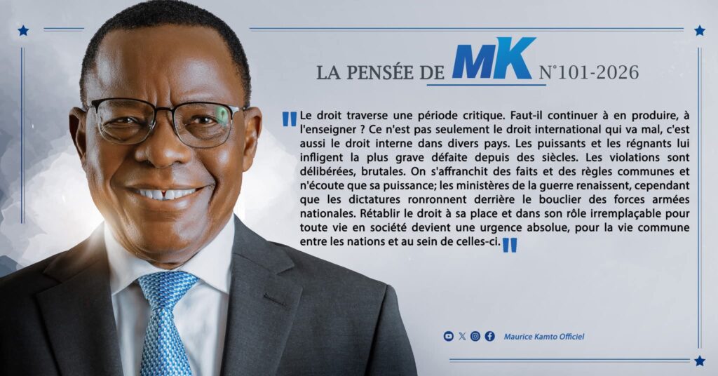 Maurice Kamto s'alarme du recul du droit dans les sociétés contemporaines